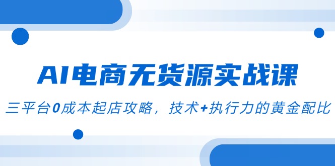 （14982期）AI电商无货源实战课，三平台0成本起店攻略，技术+执行力的黄金配比-DE云网创