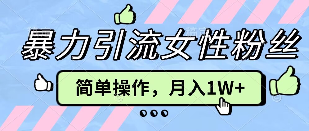 操作“零难度”小众项目，疯狂引流女性粉丝，月入轻松破 1W+-DE云网创