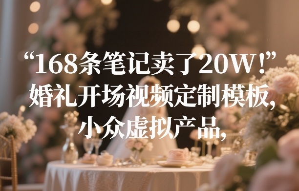 168条笔记卖了20W！婚礼开场视频定制模板，小众虚拟产品-DE云网创