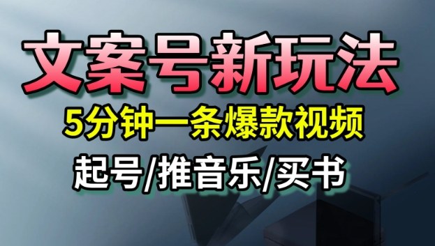 文案号新玩法，5分钟一条爆款视频，流量高，起号快，多方位变现-DE云网创