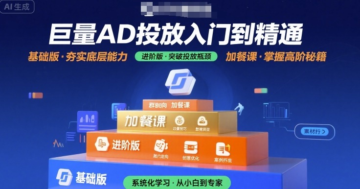 巨量AD投放入门到精通，基础版+进阶版+加餐课-DE云网创