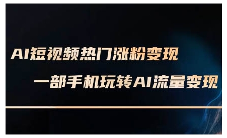 AI短视频热门涨粉变现课，AI数字人制作短视频超级变现实操课，一部手机玩转短视频变现-DE云网创