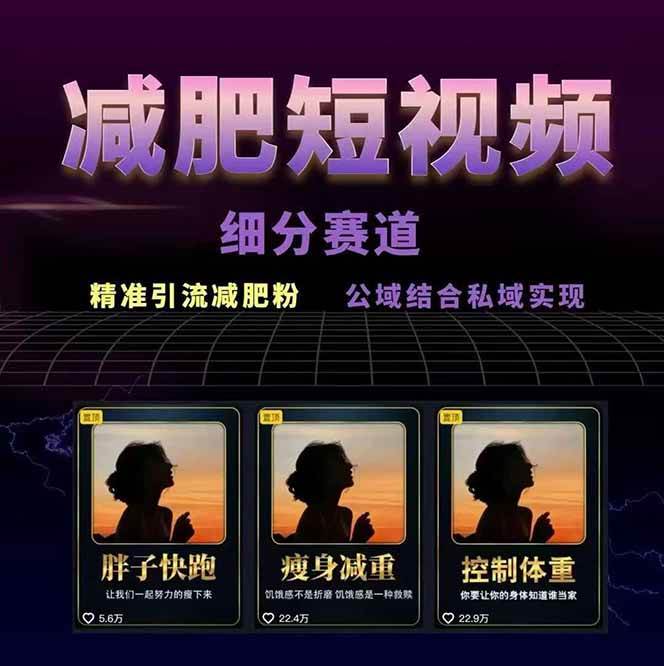 （15788期）减肥短视频赛道运营课：素材准备-视频制作-引流变现全流程 (附素材)插图1
