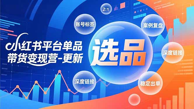 小红书平台单品带货变现营-更新，极致选品、账号标签、案例复盘，深度链接，快速启动稳定出单-DE云网创