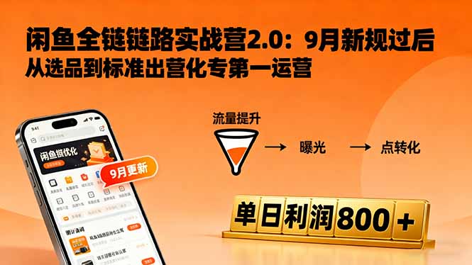 闲鱼变现课3.0:掌握链接优化、流量提升、商业变现,单日利润800+插图 闲鱼变现课3.0:掌握链接优化、流量提升、商业变现,单日利润800+插图