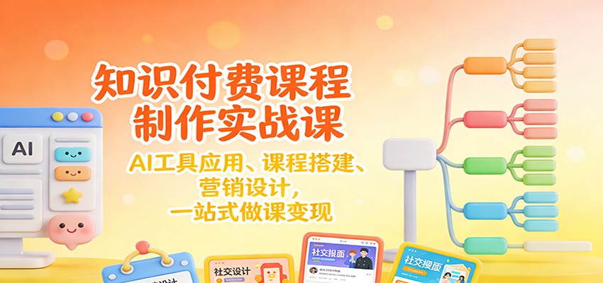 知识付费课程制作实战课：AI工具应用 、课程搭建、营销设计，一站式做课变现-DE云网创