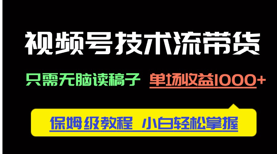 （14476期）视频号技术流带货，只需无脑读稿子，单场收益1000+ 保姆级教程，小白轻...-DE云网创