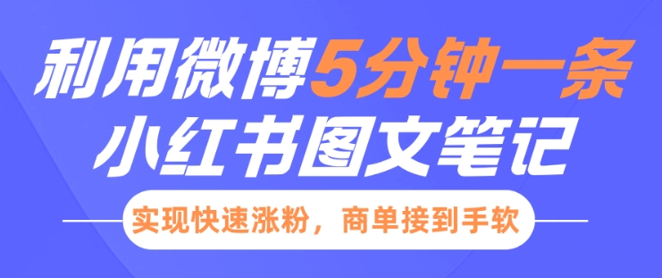 小红书利用微博5分钟一条图文笔记，实现快速涨粉，商单接到手软-DE云网创