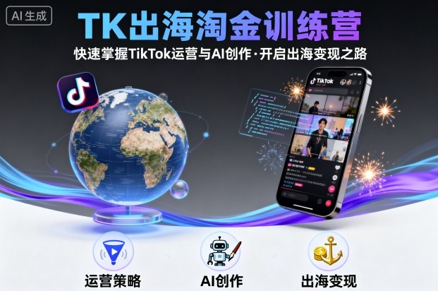 TK出海淘金训练营，助你快速掌握TikTok运营与AI创作，开启出海变现之路-DE云网创