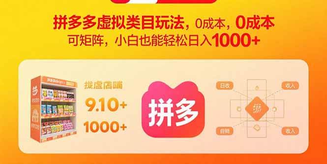(15943期)拼多多虚拟类目玩法,0成本,可矩阵,小白也能轻松日入1000+插图 (15943期)拼多多虚拟类目玩法,0成本,可矩阵,小白也能轻松日入1000+插图