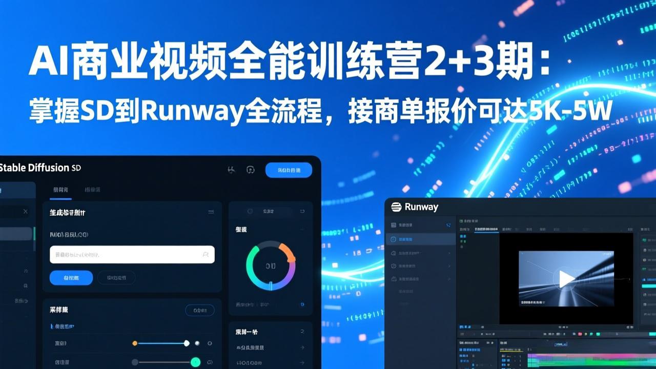 AI商业视频全能训练营2+3期:掌握SD到Runway全流程,接商单报价可达5K-5W插图 AI商业视频全能训练营2+3期:掌握SD到Runway全流程,接商单报价可达5K-5W插图