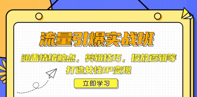 （14008期）流量引爆实战班，涵盖情绪触点，剪辑技巧，投放逻辑等，打造女性IP变现-DE云网创
