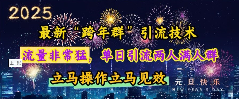 最新“跨年群”引流，流量非常猛，单日引流两人满人群，立马操作立马见效【揭秘】-DE云网创