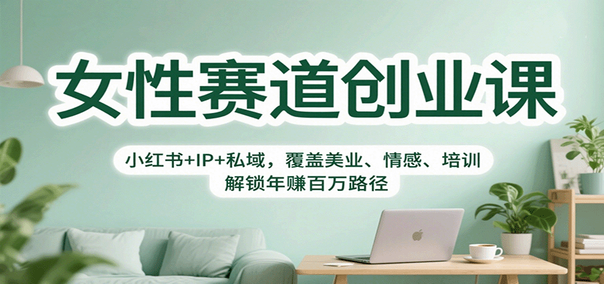 女性赛道创业课：小红书+IP+私域，覆盖美业、情感、培训，解锁年赚百万路径-DE云网创