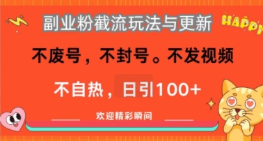 副业粉截流玩法与更新，不废号，不封号，不发视频，不自热，日引100+-DE云网创