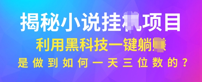 揭秘小说项目，利用黑科技一键躺Z模式，是如何做到一天三位数的-DE云网创