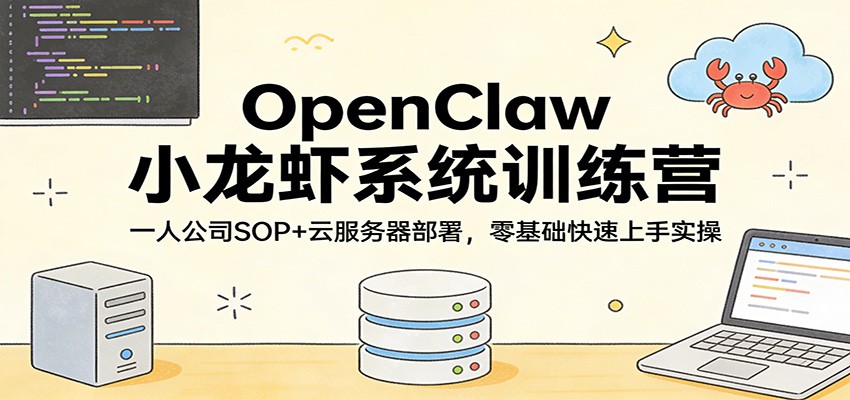 OpenClaw小龙虾系统训练营:一人公司SOP,云服务器部署,零基础快速上手实操-DE云网创