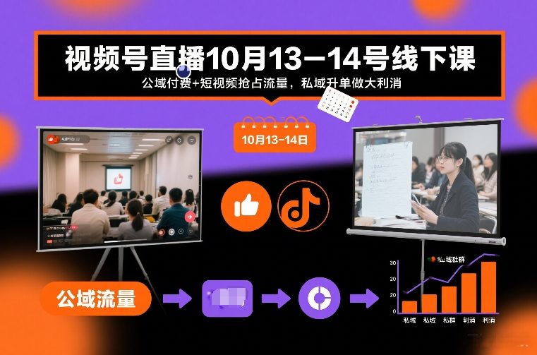 视频号直播10月13-14号线下课,公域付费+短视频抢占流量,私域升单做大利消插图 视频号直播10月13-14号线下课,公域付费+短视频抢占流量,私域升单做大利消