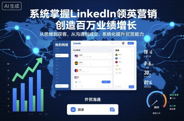 系统掌握LinkedIn领英营销，创造百万业绩增长，从思维到获客，从沟通到成交，系统化提升外贸能力-DE云网创