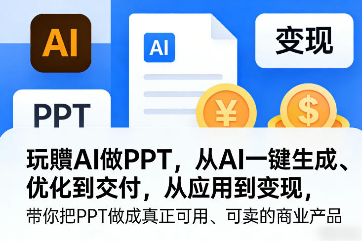玩賺AI做PPT，从AI一键生成、优化到交付，从应用到变现，带你把PPT做成真正可用、可卖的商业产品(更新0401)-DE云网创