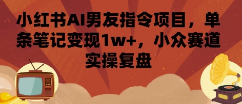 小红书AI男友指令项目，单条笔记变现1w+，小众赛道实操复盘-DE云网创