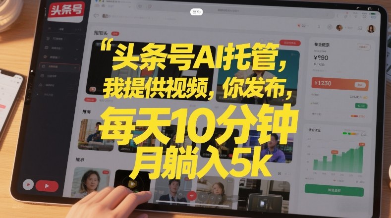 头条号AI托管，我提供视频，你发布，每天10分钟，月躺入5k+【揭秘】-DE云网创