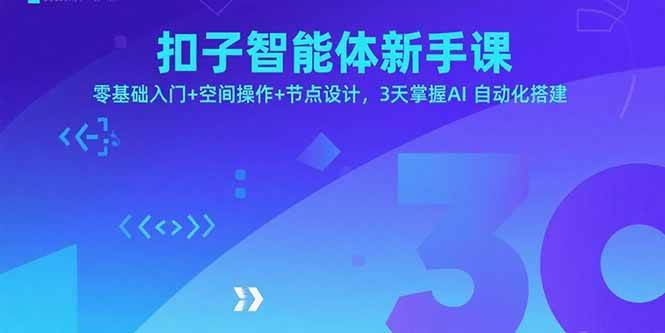 （15914期）扣子智能体新手课，零基础入门+空间操作+节点设计，3天掌握AI自动化搭建-DE云网创