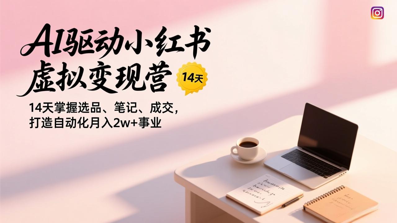 AI驱动小红书虚拟变现营，14天掌握选品、笔记、成交，打造自动化月入2w+事业-DE云网创