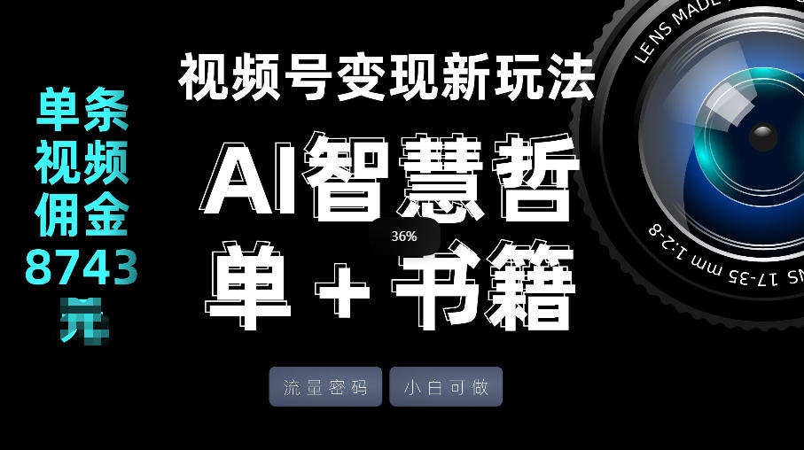 视频号流量密码，变现新玩法-AI智慧哲单＋书单，单条视频佣金8743米-DE云网创
