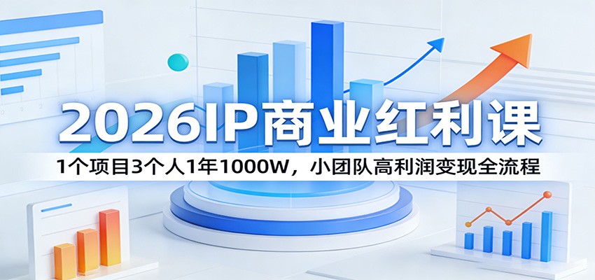 2026IP商业红利课：1个项目3个人1年1000W，小团队高利润变现全流程-DE云网创