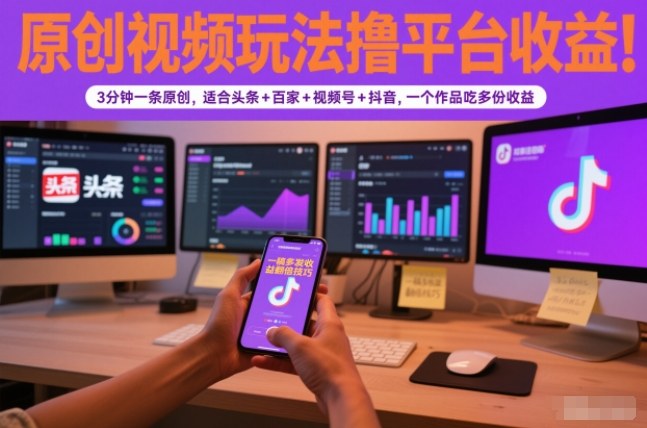 原创视频玩法撸平台收益,3分钟一条原创,适合头条+百家+视频号+抖音,一个作品吃多份收益插图 原创视频玩法撸平台收益,3分钟一条原创,适合头条+百家+视频号+抖音,一个作品吃多份收益