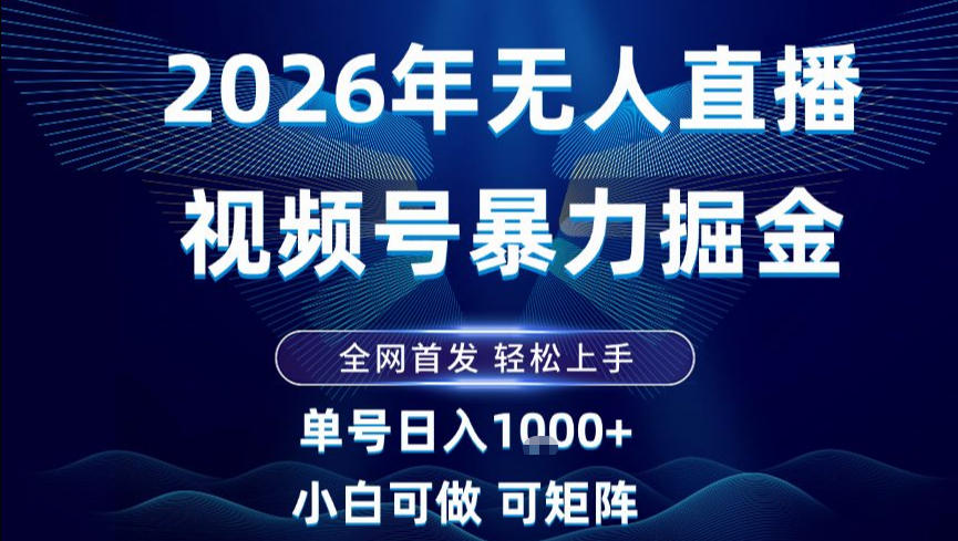 2026最新视频号无人直播掘金，全网首发，小白可以玩，长期稳定日入1k+【揭秘】-DE云网创