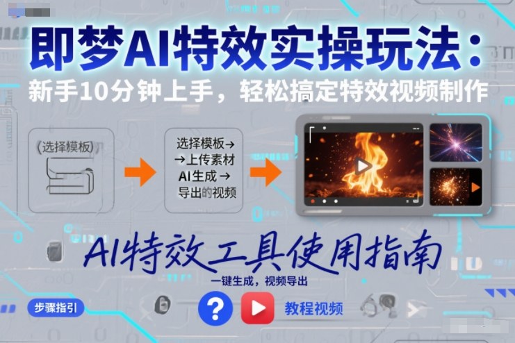 即梦AI特效实操玩法：新手10分钟上手，轻松搞定特效视频制作-DE云网创