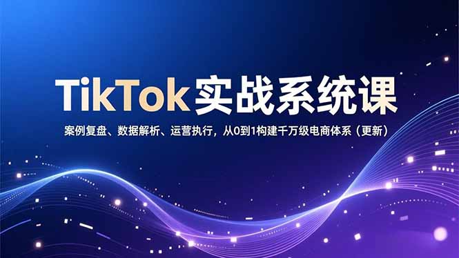 TikTok实战系统课，案例复盘、数据解析、运营执行，从0到1构建千万级电商体系(更新-DE云网创