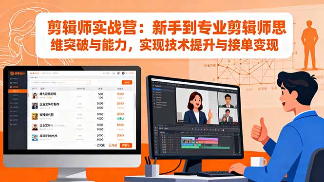 剪辑师实战营：新手到专业剪辑师思维突破与能力，实现技术提升与接单变现-DE云网创