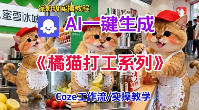 Coze扣子工作流一键生成胖橘猫打工短视频，保姆级实操搭建教学-DE云网创
