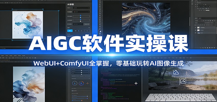 AIGC软件实操课:WebUI+ComfyUI全掌握,零基础玩转AI图像生成-DE云网创