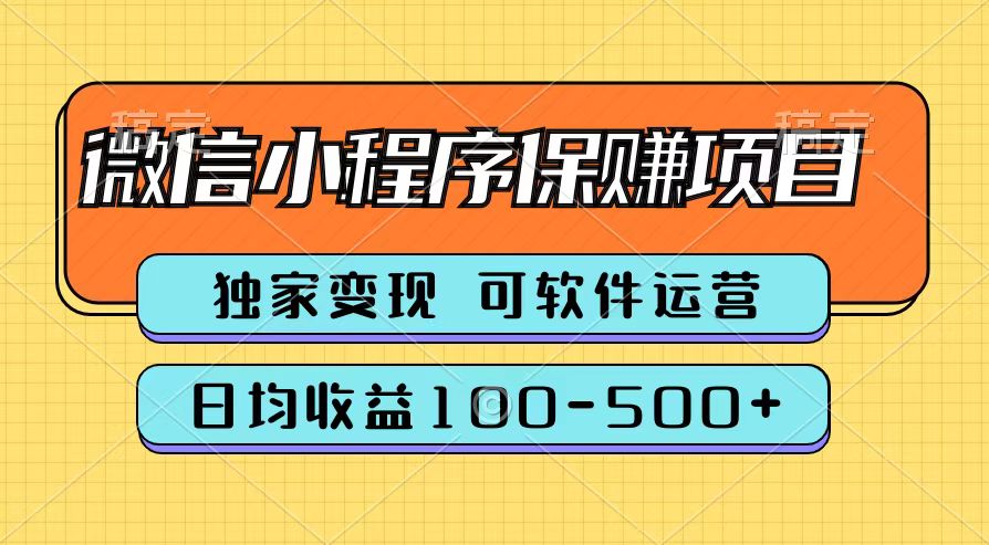 腾讯官方微信小程序保赚项目，日均收益100-500+-DE云网创