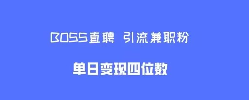 boss直聘引流兼职粉，单日变现四位数-DE云网创