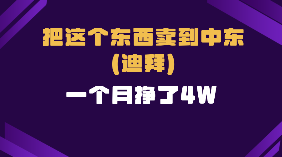 （13740期）跨境电商一个人在家把货卖到迪拜，暴力项目拆解-DE云网创