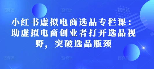 小红书虚拟电商选品专栏课：助虚拟电商创业者打开选品视野，突破选品瓶颈-DE云网创