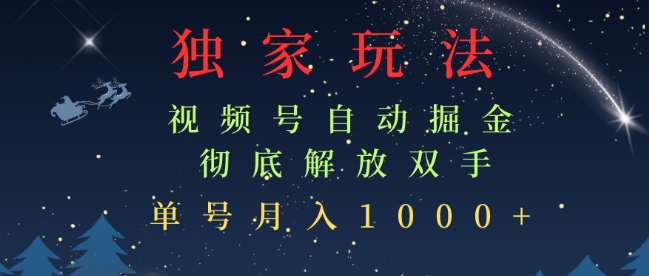 独家视频号自动掘金，单机保底月入1k，解放双手，懒人必备-DE云网创