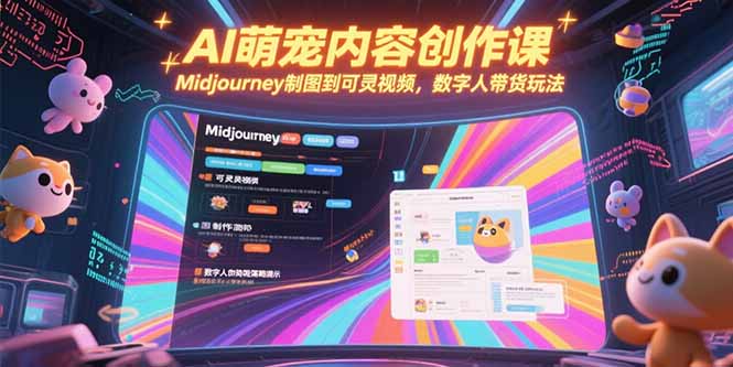 （15311期）AI萌宠内容创作课，Midjourney制图到可灵视频，数字人带货玩法-DE云网创
