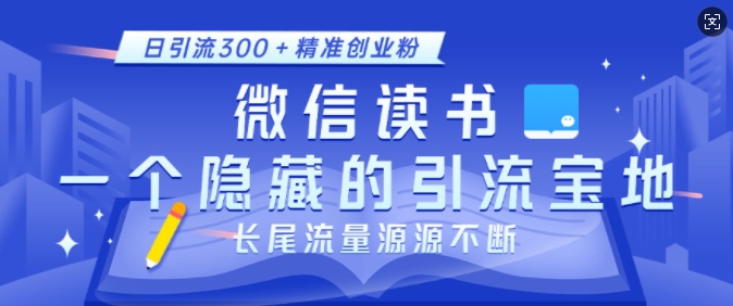 微信读书，一个隐藏的引流宝地，不为人知的小众打法，日引流300+精准创业粉，长尾流量源源不断-DE云网创