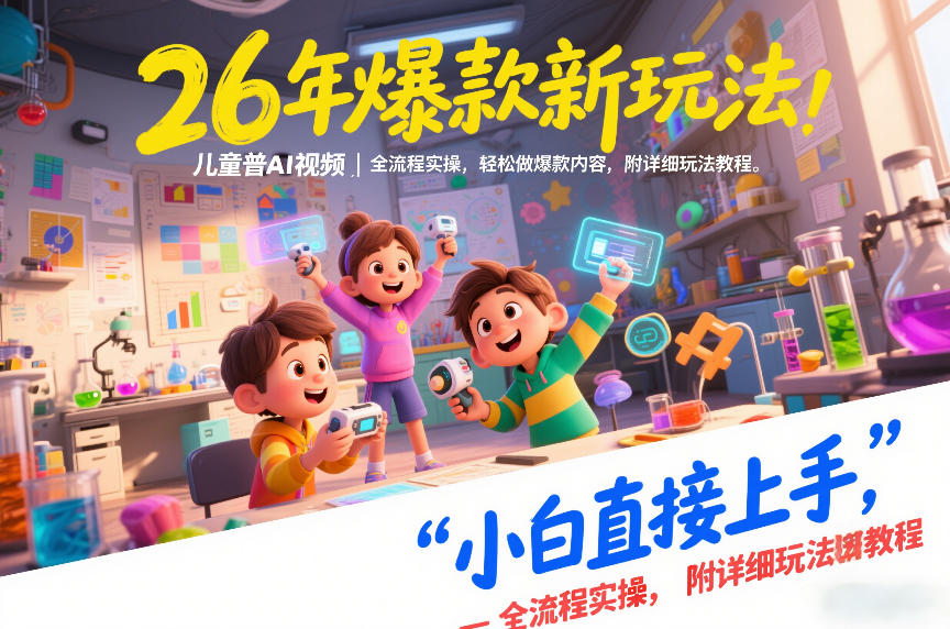 26年爆款新玩法，儿童科普AI视频，全流程实操，轻松做爆款内容，小白直接上手，附详细玩法教程-DE云网创