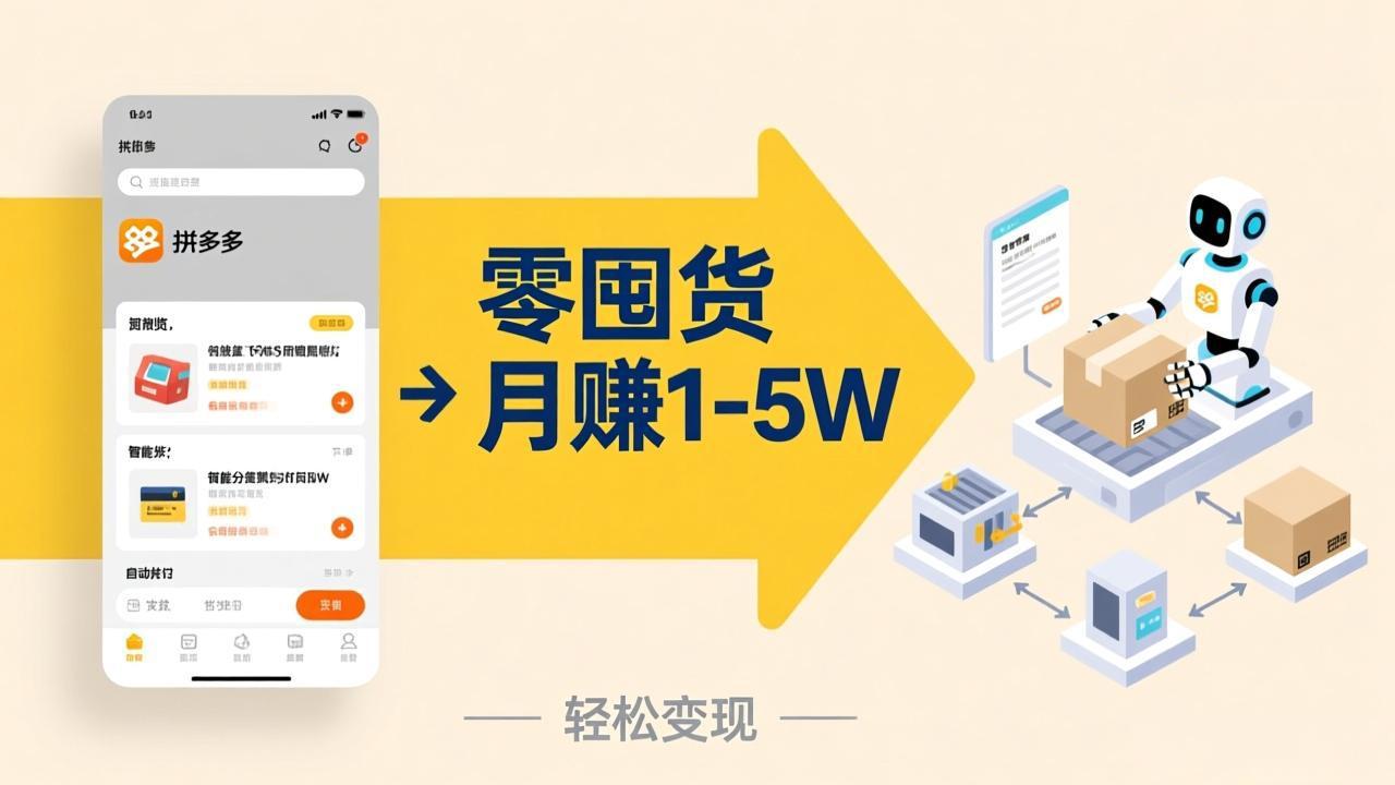 不用囤货不用跑单！拼多多虚拟玩法，机器人管理发货和客服，帮你月赚 1-5W-DE云网创