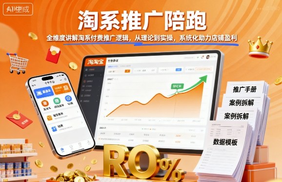 淘系推广陪跑，全维度讲解淘系付费推广逻辑，从理论到实操，系统化助力店铺盈利-DE云网创