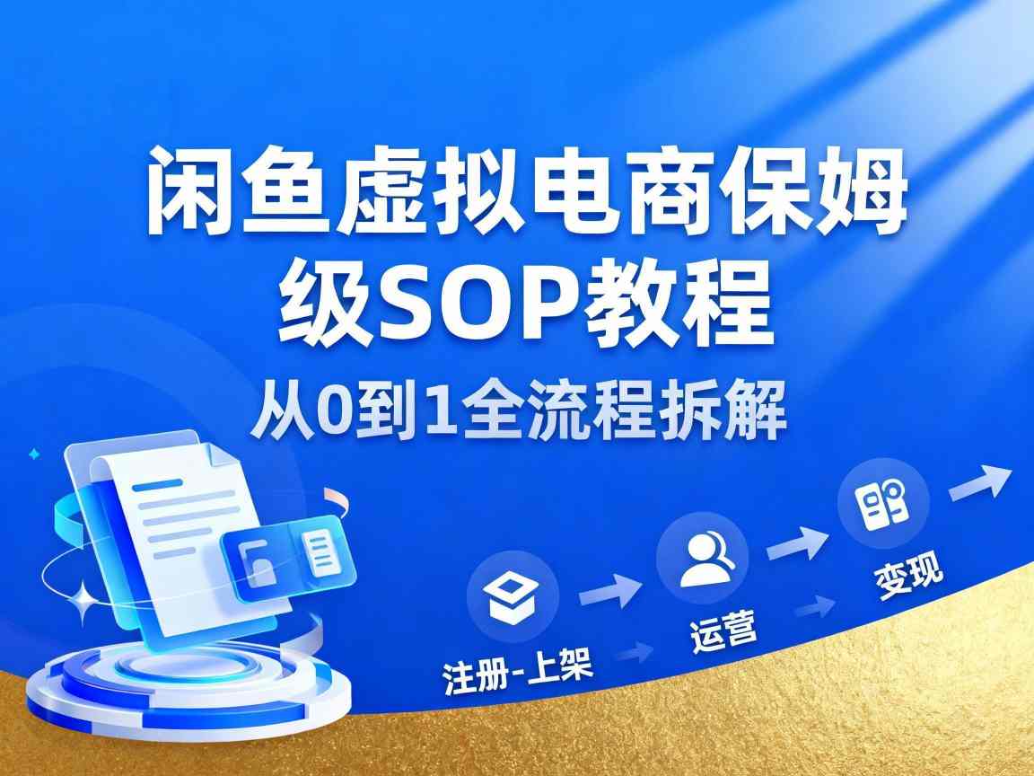 闲鱼虚拟电商，月入轻松过1W，保姆级SOP教程-DE云网创