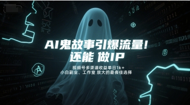 AI鬼故事引爆流量，还能做IP，视频号多渠道收益单日1k+，小白副业、工作室放大的最佳选择-DE云网创