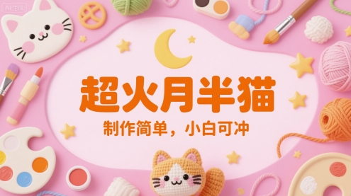 超火月半猫，制作简单，小白可冲-DE云网创